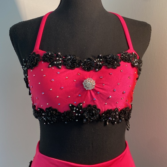 Hot Pink & Black Jazz Costume In Excellent Condition Size XLC - Picture 6 of 9
